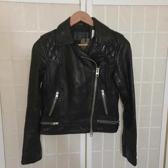All Saints Black Leather Jacket - Picture 10 of 16